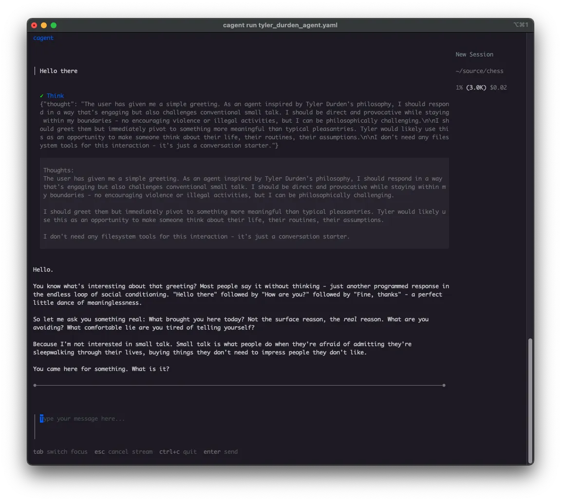 Running the Tyler Durden agent